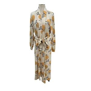 MasonGrey Skyler Cloud Jersey Kimono Robe Maxi Crane Sun Print Cream Size Small